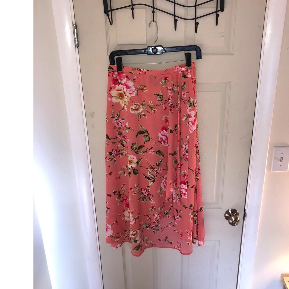 Pink Floral Long Length Skirt